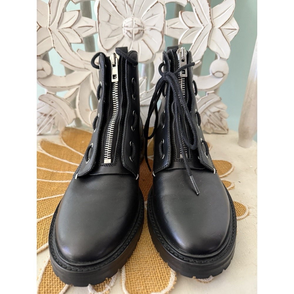 RAG & BONE Womens Cannon Combat Zipper Boots Black Leather Size 40 (9.5) $595 - Picture 3 of 10